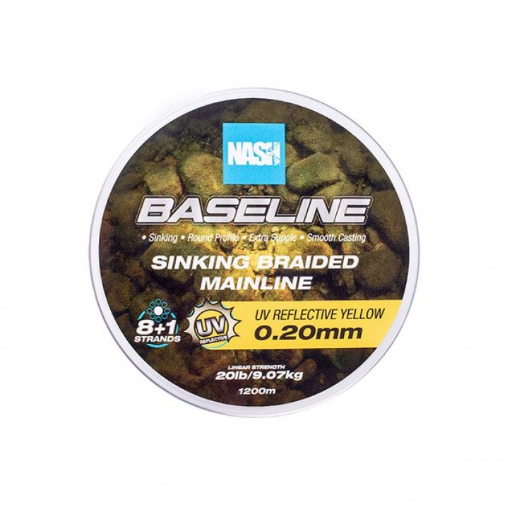 Nash Tackle Baseline Sinking Braid UV Yellow 600m/24mm