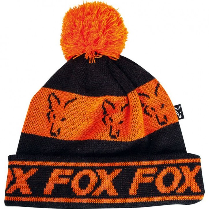 Fox Black / Orange - Lined Bobble Hat