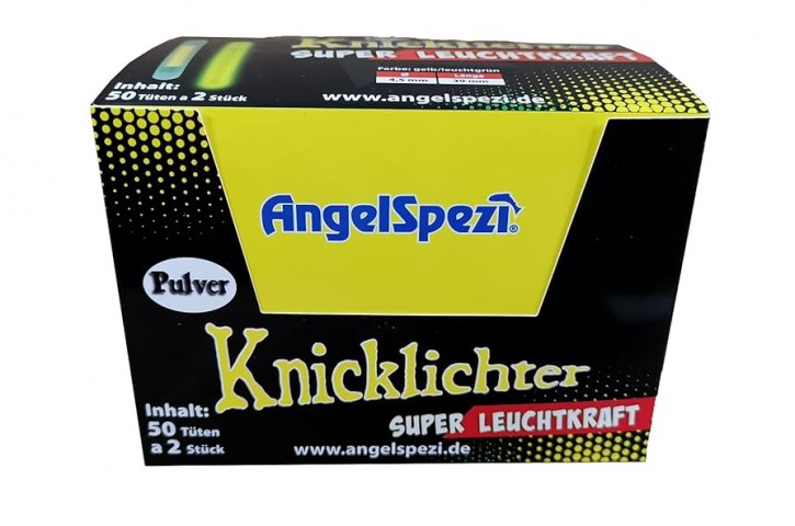 Angelspezi Knicklichter 4,5 x 39mm Pulverbasis| Gelb/ Grün 100 Stück