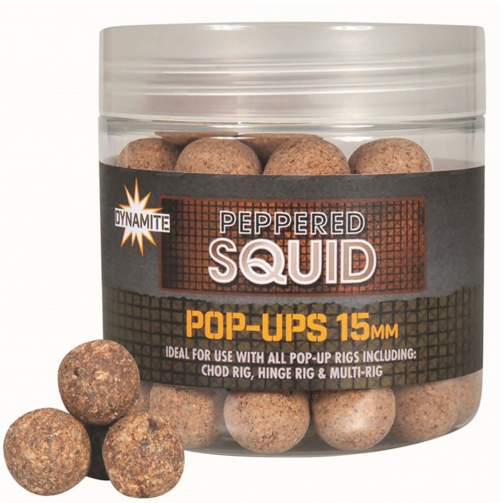 Dynamite Baits Hi-Attract Peppered Squid Foodbait Pop Ups - 15mm