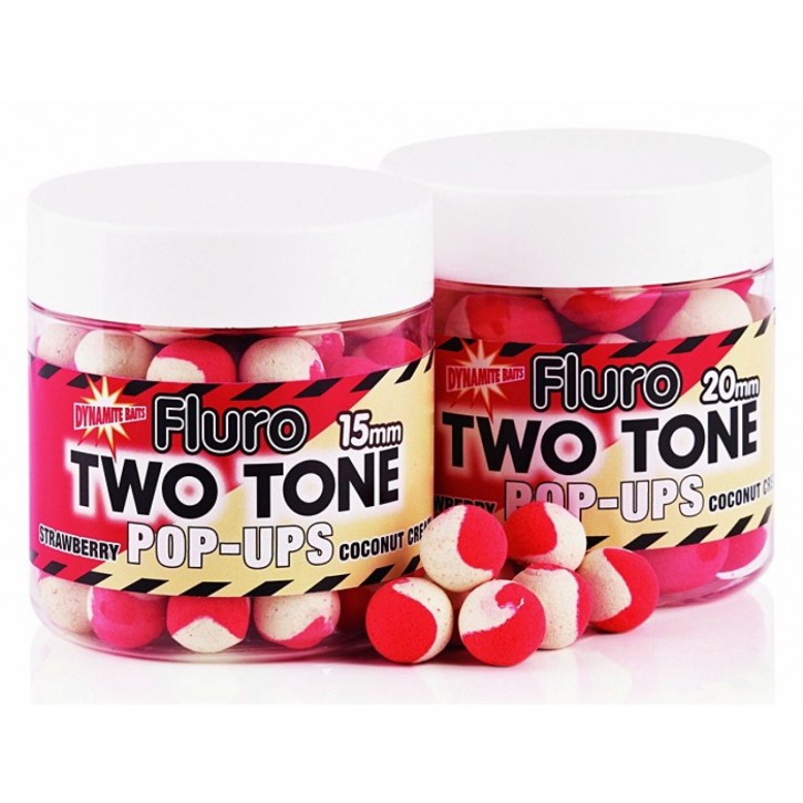 Dynamite Baits Fluro Two Tone Pop Ups Strawberry & Coconut Cream - 15mm