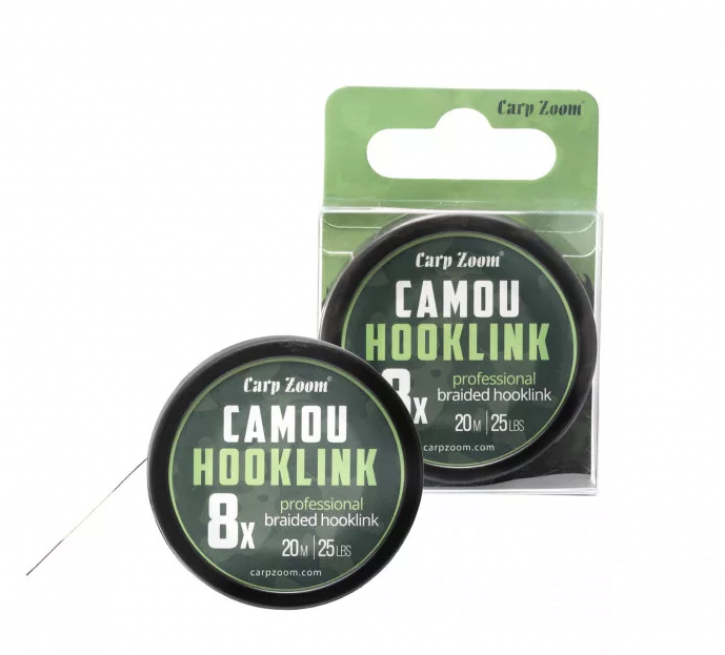 Carp Zoom Camou 8X  35lb Tarnmuster Geflochtene Vorfachschnur - 20m