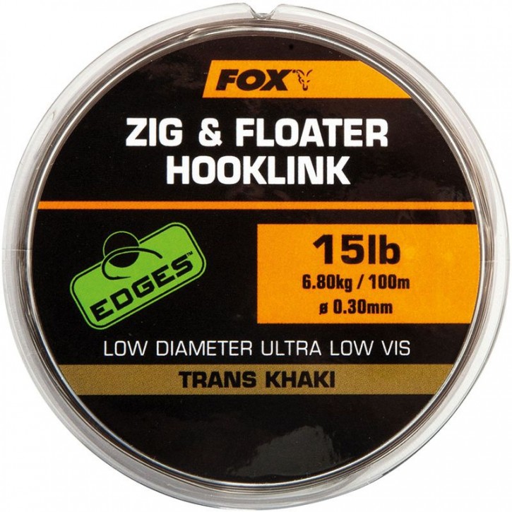 FOX Edges Zig & Floater Hooklink Trans Khaki 100 m 13 lb 0,30 mm