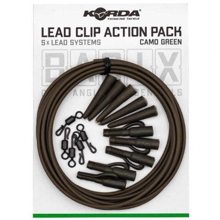 Korda Basix Lead Clip Action Pack - Weed