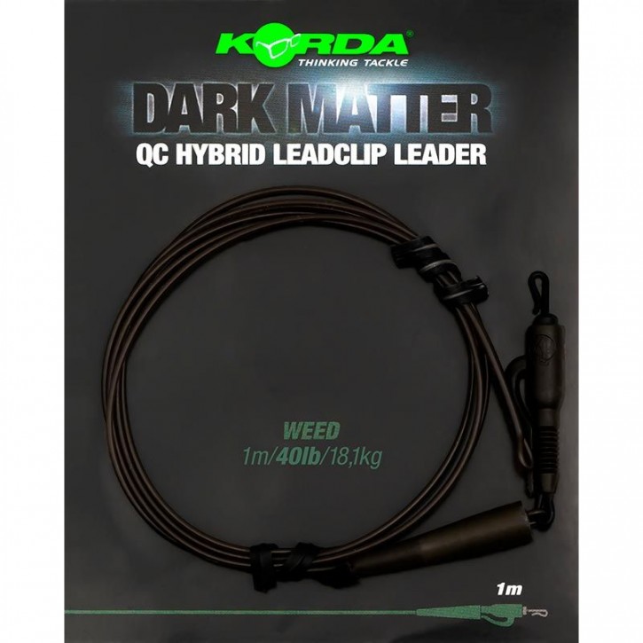 Korda Dark Matter Leader QC Hybrid Clip Weed 40 lb 100 cm